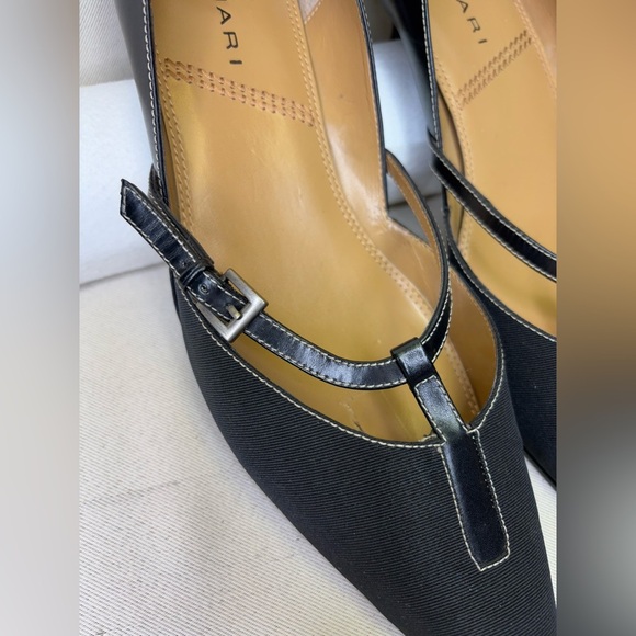 Tahari Black Pointed Toe T-Strap Kitten Heel Shoes Size 10 - Picture 4 of 11